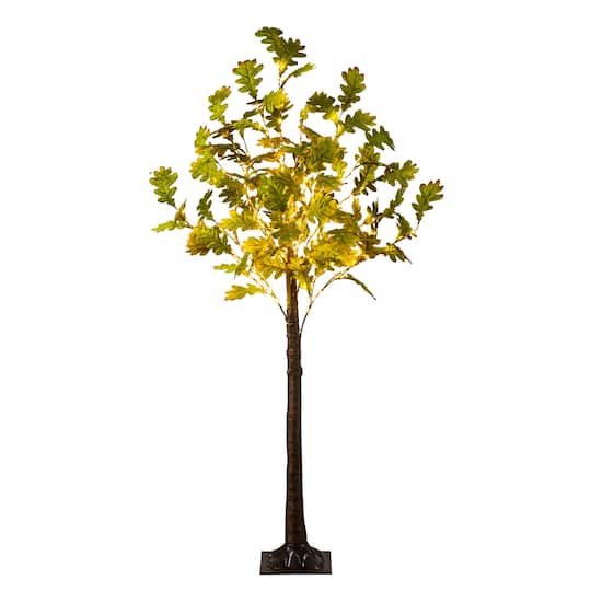6ft. Pre-Lit Green Autumn Oak Artificial Fall Tree with 250 Warm White LED Lights